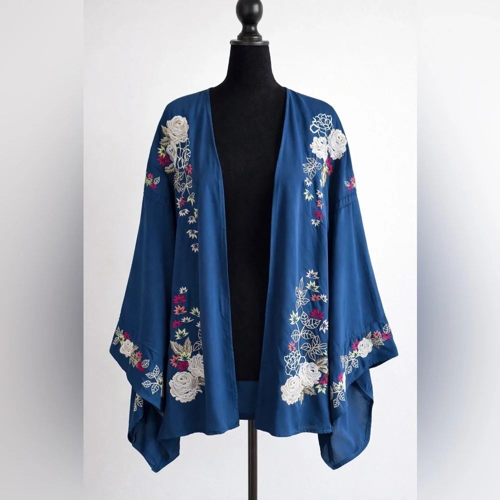 D2 by Daniel & Co Women’s XL Embroidered Kimono Cardigan Boho Floral